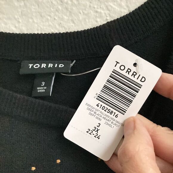 Torrid Every Day soft pullover black heart burst crewneck sweater women’s 3X - Picture 5 of 7